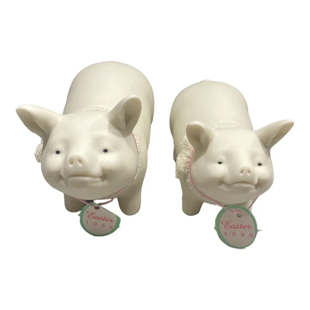 Vintage Department 56 Easter 1998 Set of 2 Pig Figurines #23773 & 23774 - Picture 2 of 8